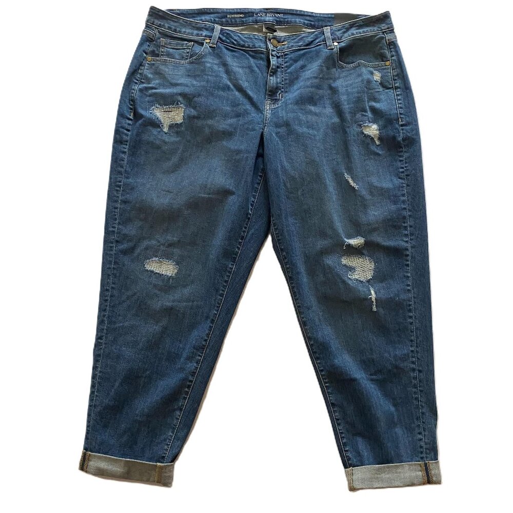 Lane Bryant SZ 20R Women's Distressed Boyfriend Blue Jeans